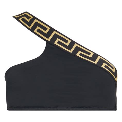 versace one shoulder bikini top|Versace high waist bikini bottom.